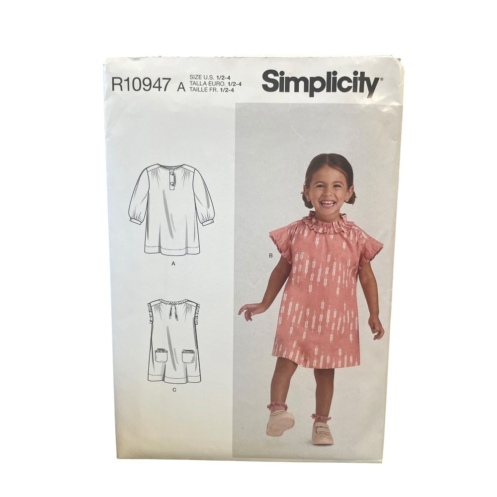 Simplicity R10947 Toddlers' Dresses Top Tunic Size 1/2-4 Modern
